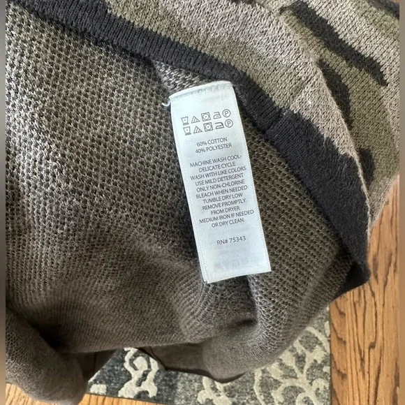 Rachel Zoe Camo Patterned Open Front Hooded Sweater Cardigan Size XL - Picture 4 of 4